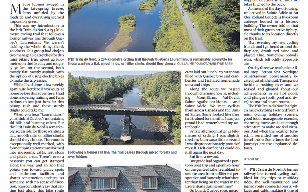 Le P’tit Train du Nord dans The Globe and Mail