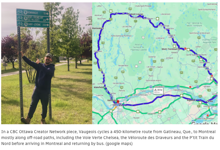CBC-Ottawa | He bikes from Gatineau to Montreal. Here&rsquo;s why he takes the long way-